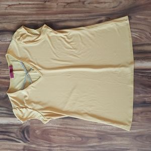 Love Scarlett mustard yellow size large top with rhinestone embellishment